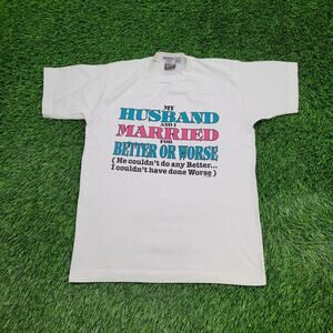 Vintage 1994 Funny Marriage Shirt Womens M 19x25 White